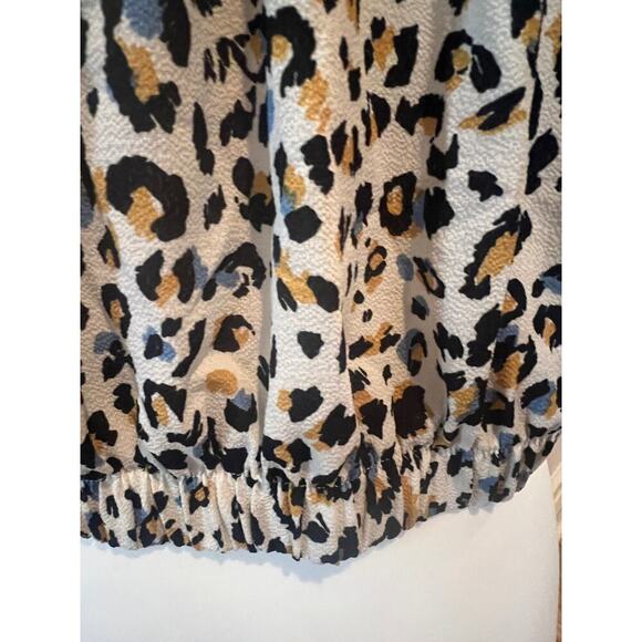 TIMING BUTTON UP CROP TOP CHEETAH PRINT WOMENS LARGE - Picture 4 of 8